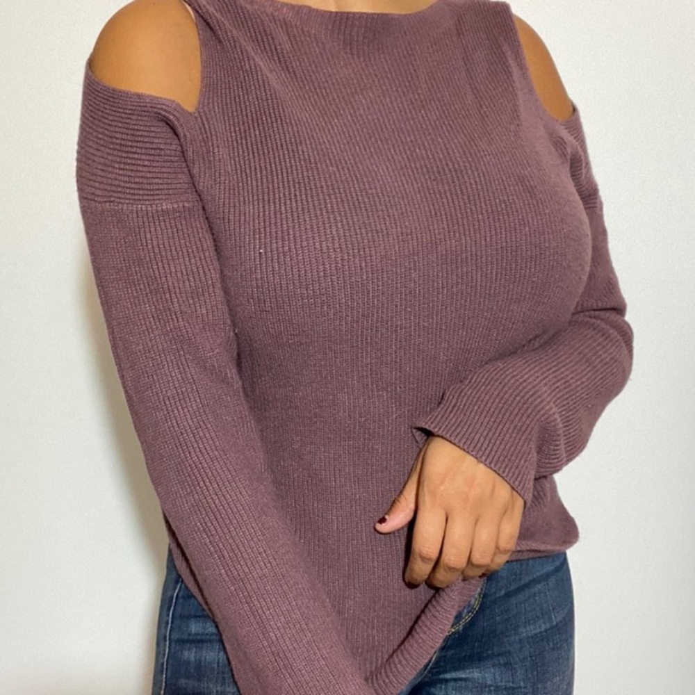 Express off shoulder purple sweater